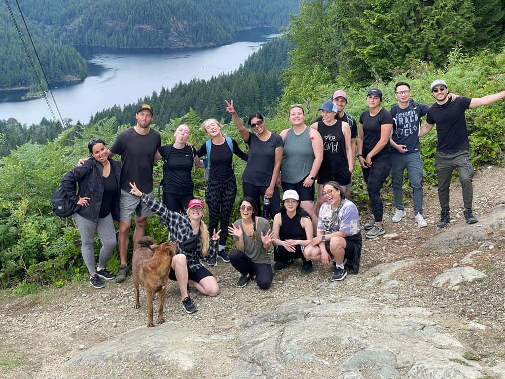 Team of revamp is enjoying together out where in picnic