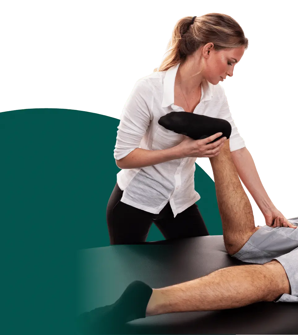 Revamp Wellness footer – leg therapy session